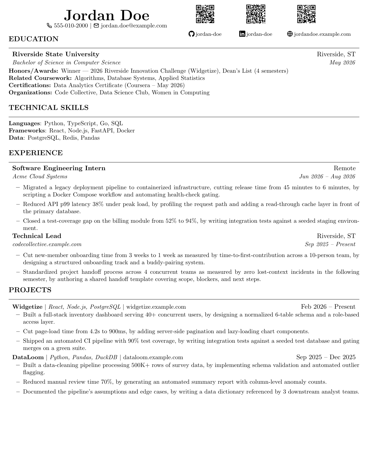 Preview of the physical variant example resume